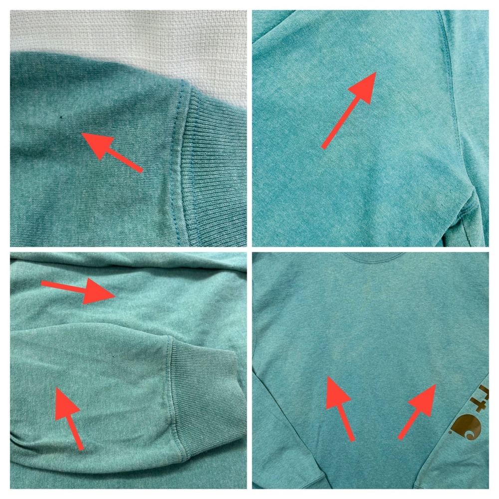 Carhartt WIP Chase Long Sleeve T-Shirt Mens L Teal Grey Loose Fit Workwear Lot 2 - Picture 3 of 6